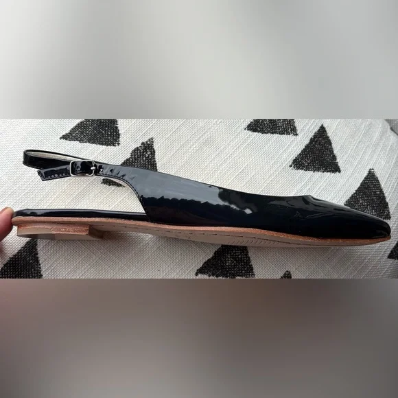 Boden NEW Black Patent Leather Slingback Flats w Buckle Fastener - Size (39)8.5 - Picture 7 of 9